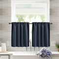 Pure Color Short Tier Curtains for Small Window Treatment Durable Short Blackout Curtain Washable Half Window Curtains Quake Navy Blue