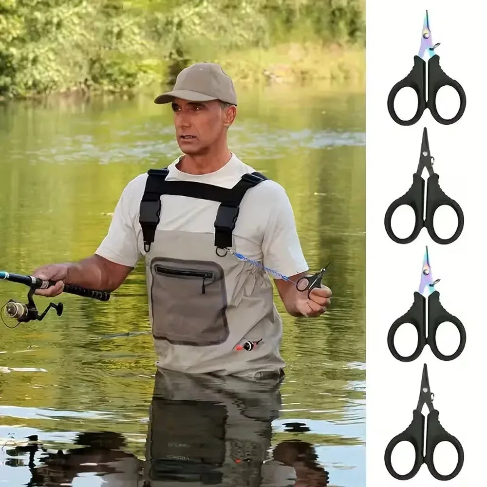 2Pcs Heavy-Duty Fishing Scissors, Non-Slip Serrated Edges, Suitable for Cutting Braided Line in Saltwater & Freshwater, Basic Fishing Quake