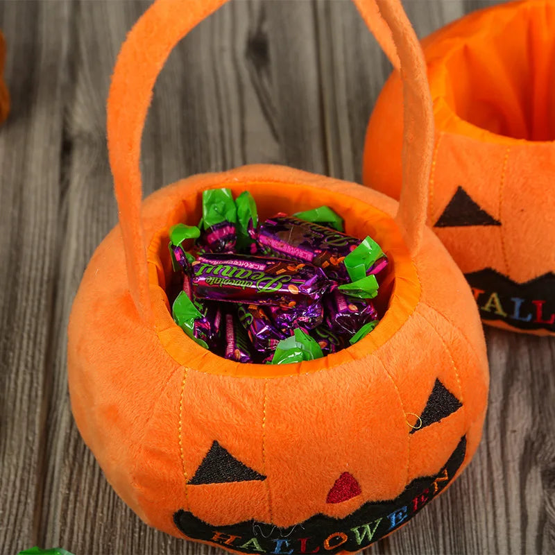 1PC Halloween Handheld Pumpkin Bag Kids Trick Or Treat Candy Storage Bag for Halloween Cos Party Holiday Gift Supplies Quake