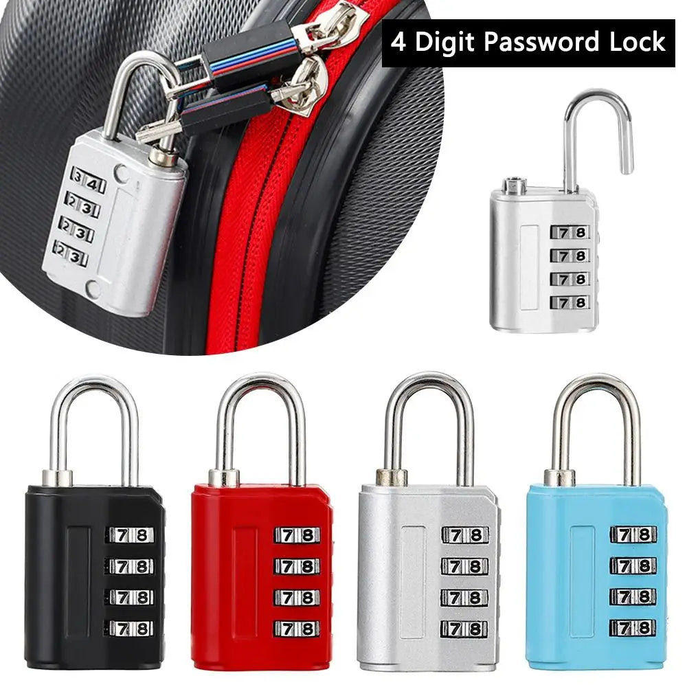 New Luggage Security Coded Lock Travel Customs Suitcase Locks Anti-Theft Security 4 Digit Number Combination Pad Lock Padlock Quake