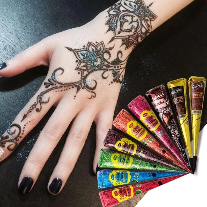 25g Temporary Cream Semi-Hand-Painted Cream Tattoo Cream Smear Tattoo Color Material India Painting Color Tattoo Cone Body Art Quake