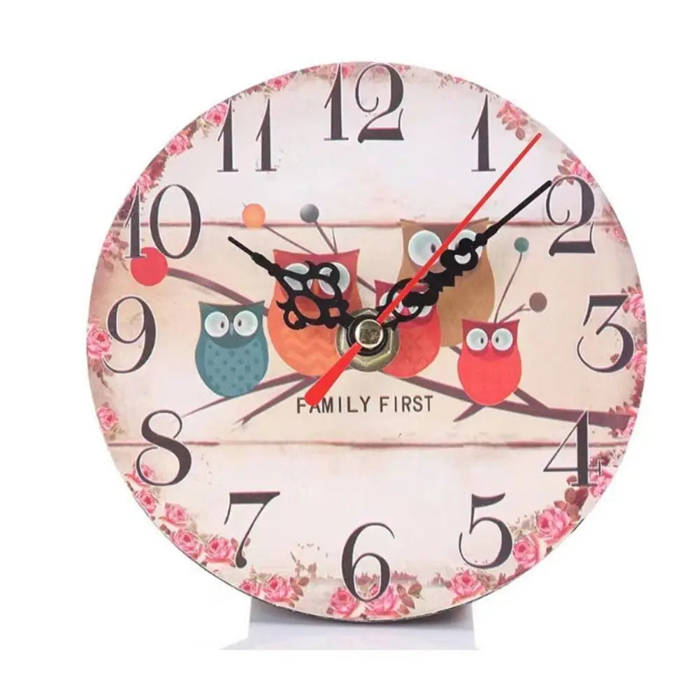 New Wooden MDF Clock Round Shape Home Decoration Wall Clock Covered by Paper Desk Clock Living Room Quake G