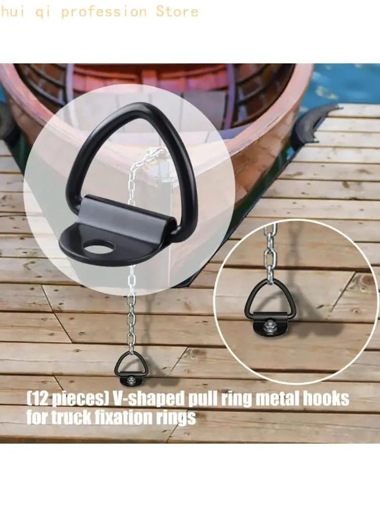 Cargo Securing V Tie Down Hardware 12 Pack Steel Lashing Parts with Bolt On Mounting Plate for Trailer Truck Load and Boat Tie Quake CN