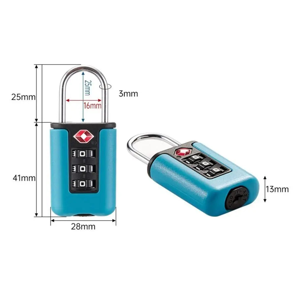 Durable TSA 3 Digit Combination Lock Anti-theft Security Tool Customs Password Lock Contrast Color Padlock Travel Quake
