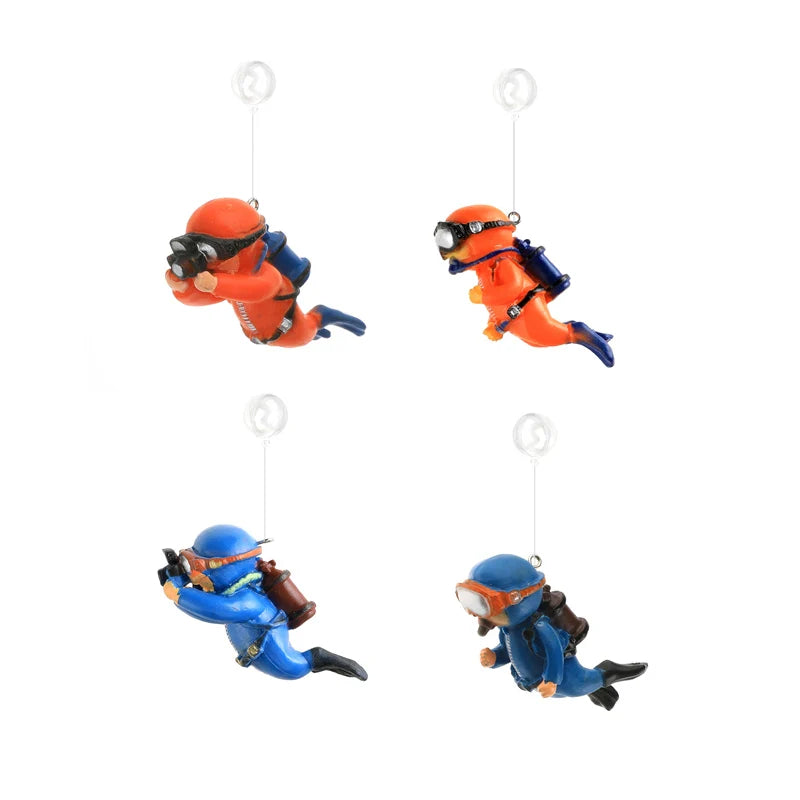 Floating Diver Aquarium Ornament - Realistic Submarine Diver Decoration for Fish Tank, Adds Fun & Style to Your Aquatic Setup Quake 4pcs