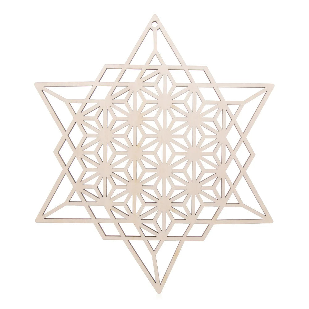 Wooden Wall Sign Flower of Life Shape Laser Cut Wood Wall Art Home Decor Handmade Coasters Craft Making Sacred Geometry Ornament Quake Style 4-30.5cm