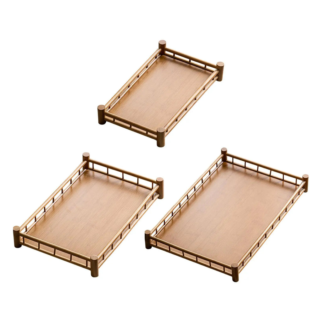 Table Tea Serving Tray Storage Tray Wood Serving Platter Bamboo Tray for Tea for Restaurants Snacks Living Room Lunch Home Decor Quake