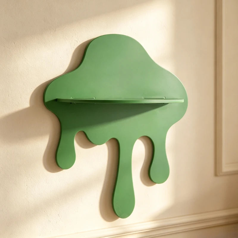 Art Cloud Shaped Wall Mount Shelf Creative Drip Wall Storage Rack Minimalist Home Decor Floating Display Shelf for Bedroom Quake