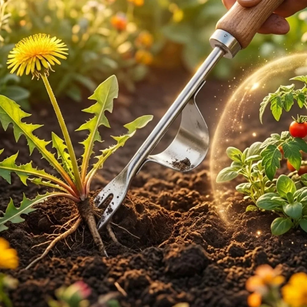 Manual Weed Remover Wooden Handle Stainless Steel Spatula Weed Puller Garden Crack Weeder Home Yard Patio Hoe Gardening Tools Quake