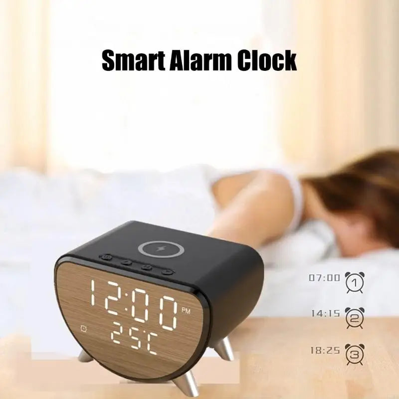 Desktop Wireless Charging Alarm Clock with LED Screen, Alarm Function and Temperature Reading for Daily K1KF Quake