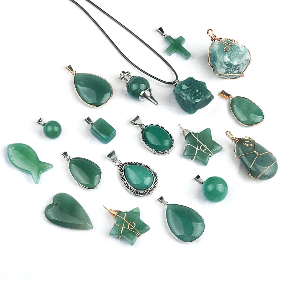 Green Aventurine Pendant Natural Stone Irregular Pendant Charms For Jewelry Making DIY Necklace Bracelet Accessory Quake