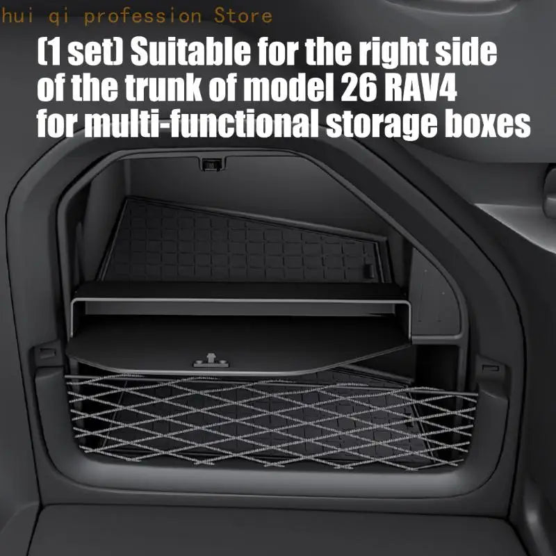 Covered Upper Compartment Trunk Storage Box for Right Side Cargo Area, ABS Insert with Open Lower Tray, Textured Panel and H8WE Quake