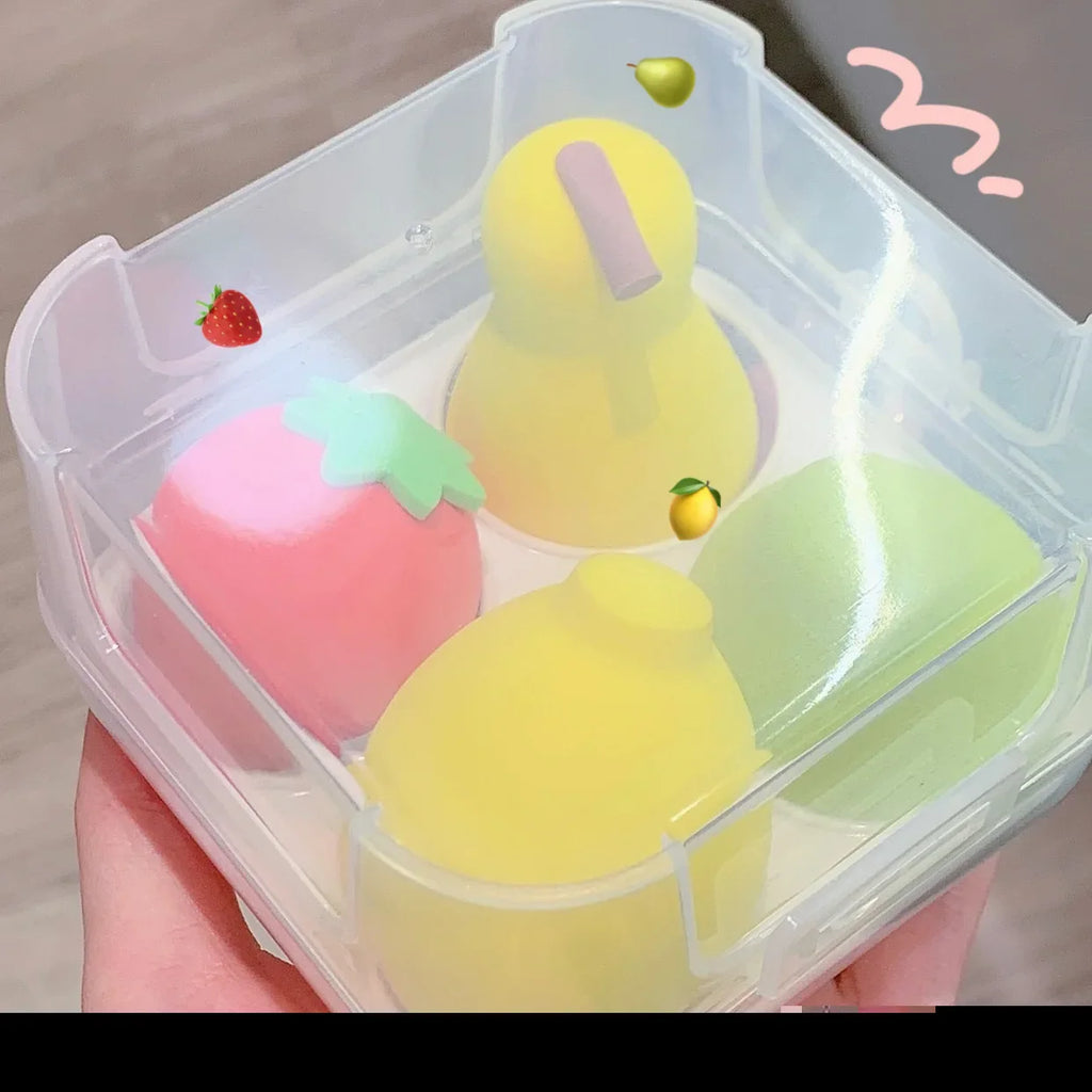 Fruit Shaped Cosmetic Puff with Storage Box for Women Face Foundation Powder Sponge Cosmetic Puff Make Up Sponge Makeup Tools Quake
