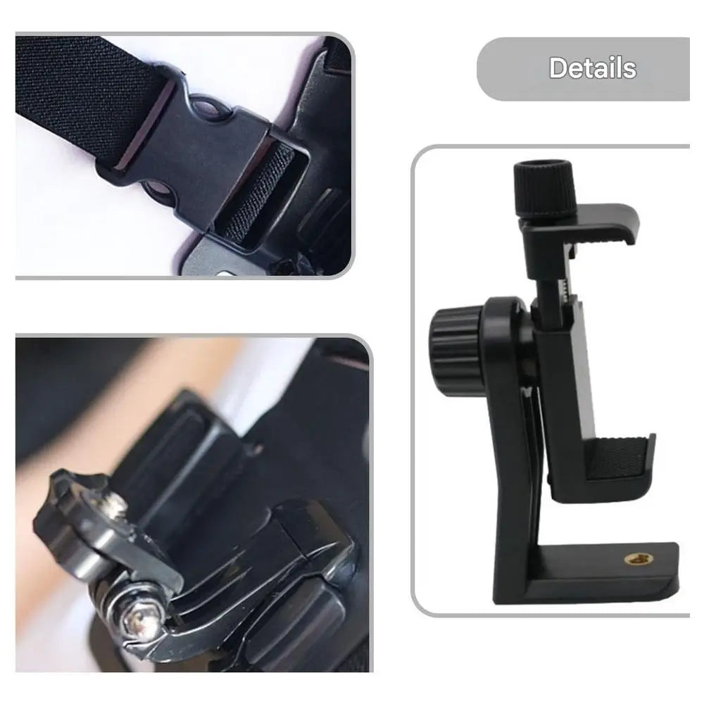 7 in 1 Action Camera Kit Chest Strap Mount Phone Mount Holder Adjustable Live Phone Strap Mount for Cycling Skiing Gopro Holder Quake