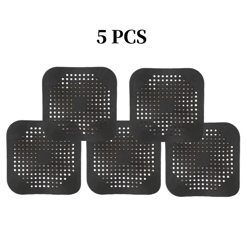 bathrooms and showers to prevent sinks from clogging the drain, kitchens drain for drains, Square silicone absorbent Quake M178 black 5pcs