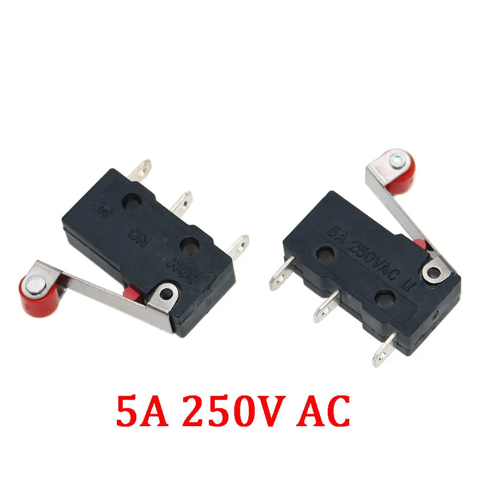 3 Pins 1A/5A 125V/250V Mini Micro Limit Switch Terminals SPDT Roller Arc lever Snap Action Push Micro Mouse switches C NO NC Quake F 1PCS