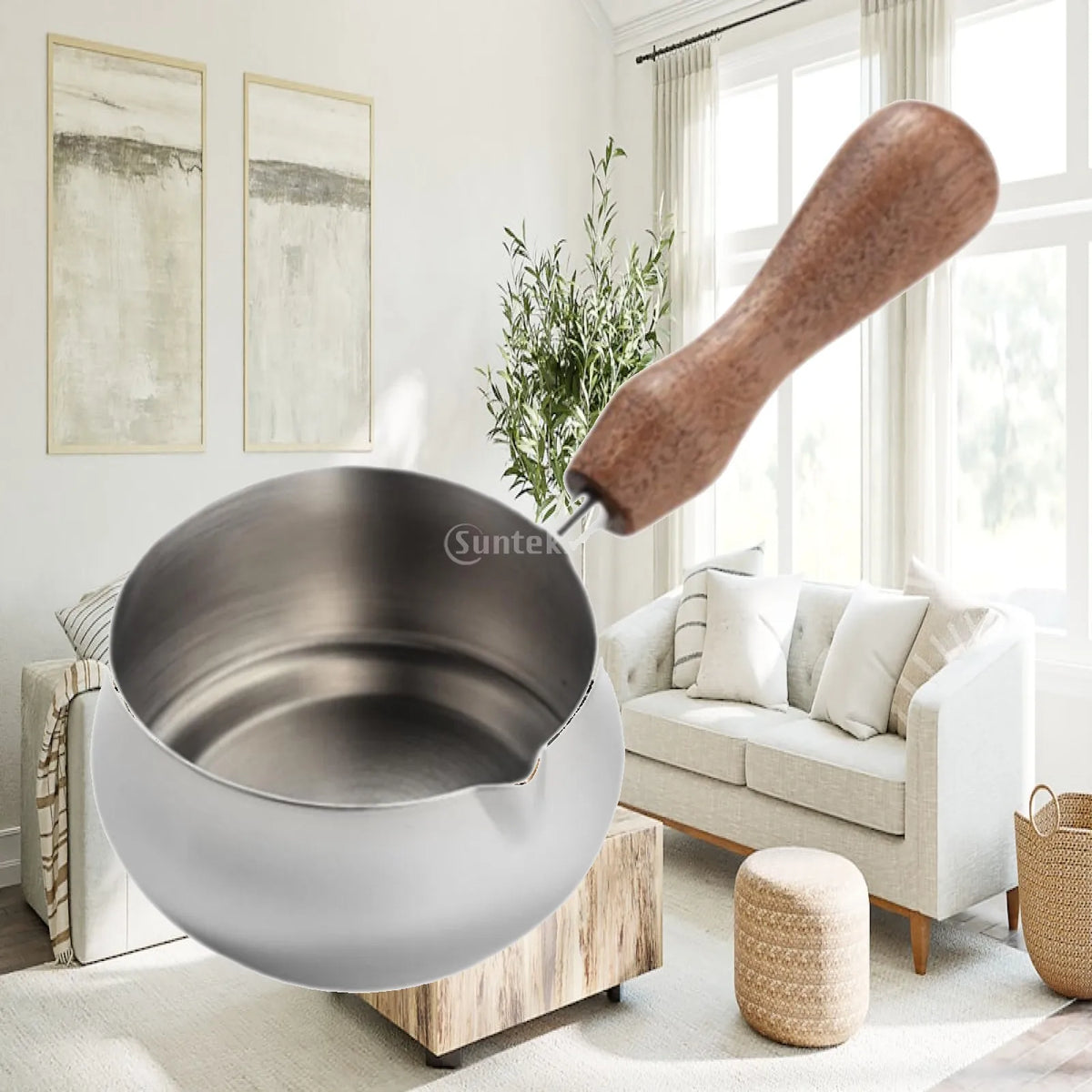 Sauce Cup Wooden Handle Eagle Mouth Guide Design Multifunctional Stainless Steel Coffee Spoon for Rice Milk Flour Juice Oil Quake Default Title
