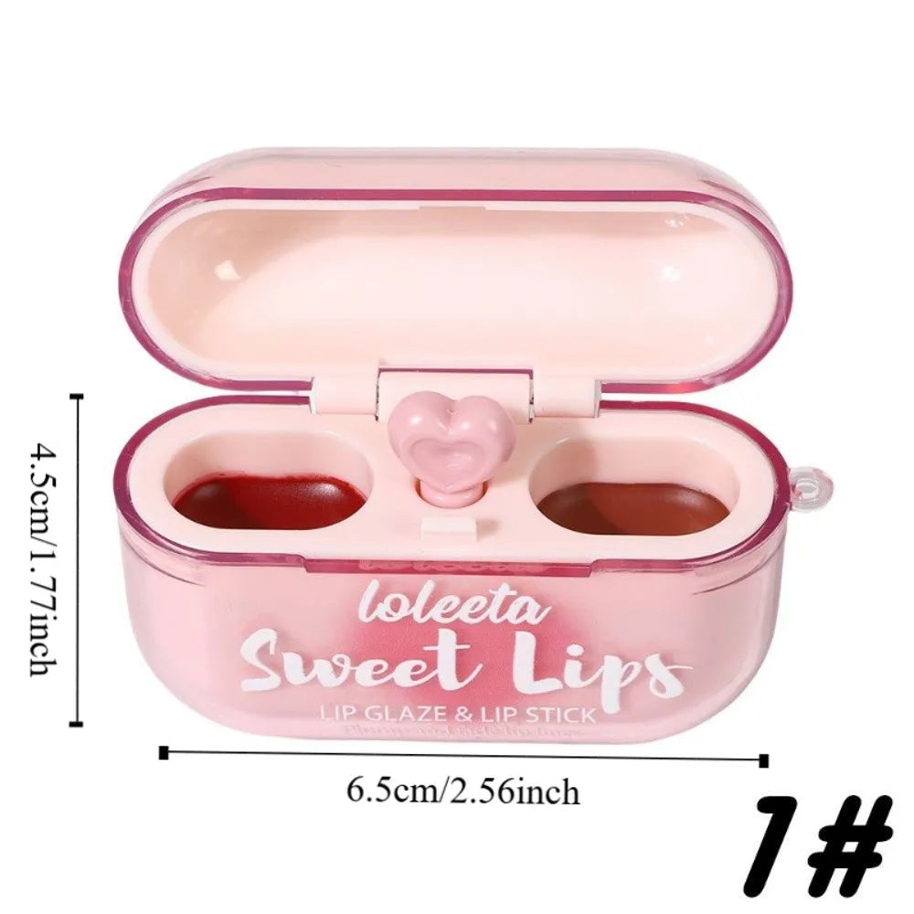 New 2-in-1 Matte Velvet Lipstick Waterproof Fairness-enhancing Glitter Lipstick Non-Fade Headphone Shape Lip Gloss Women Girl Quake