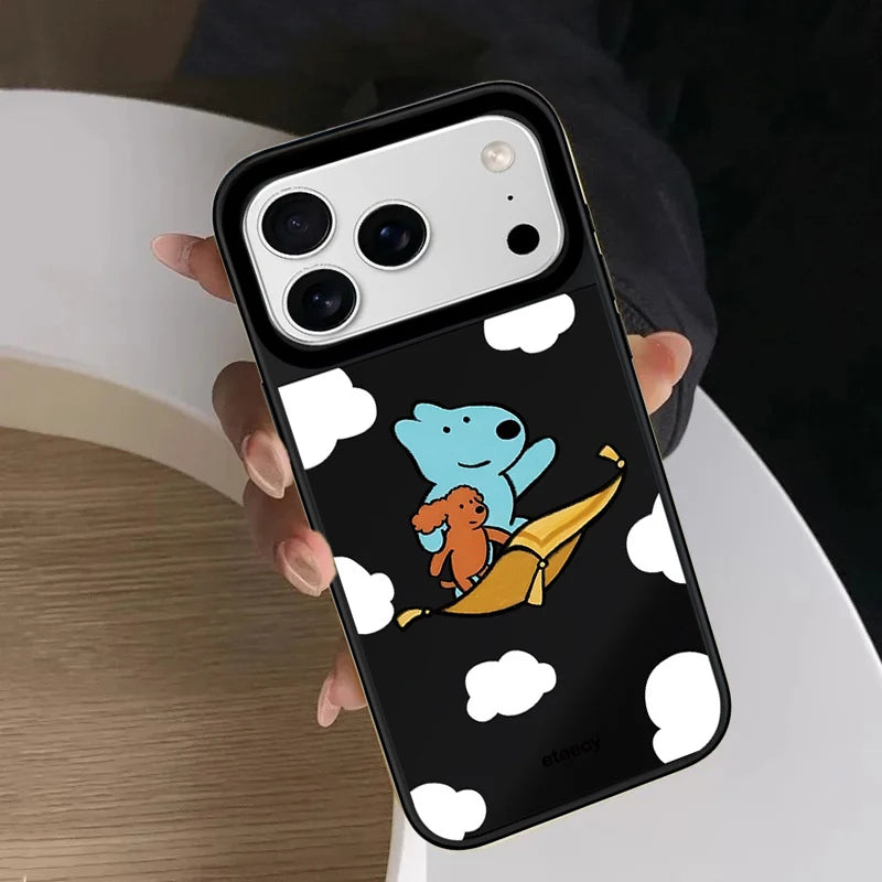 6090498 Mirror Surface Magnetic Phone Case Cover for IPhone 13 14 15 16 17 18 Pro Max Case Cartoon Quake