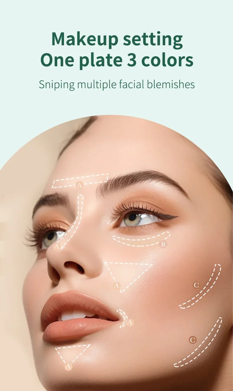 Three-Color Natural Concealer Lightweight Formula - Covers Dark Circles & Acne Marks Brightens Skin for Flawless Look Quake