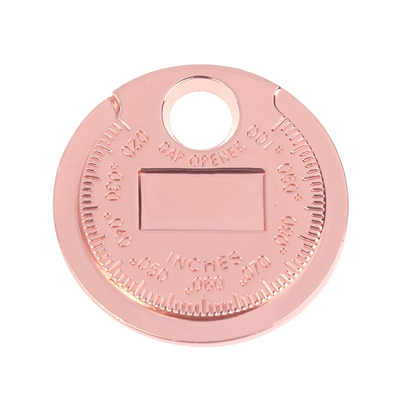 Coin- Type 0.6-2.4mm 0.02-0.10 Inch Spark Plug Gap Gauge Measurement Tool Range Spark Plug Gage Caliber Measuring Tool Quake Rose Gold