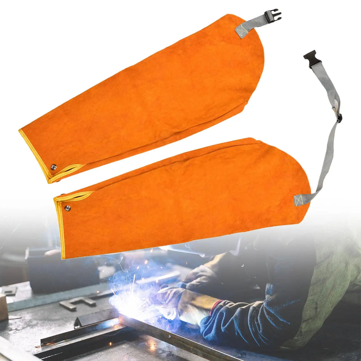 Welding Protective Sleeves Easy to Use PU Leather Thickened High Temperature Sleeves Arm Protection Covers Portable for Welding Quake