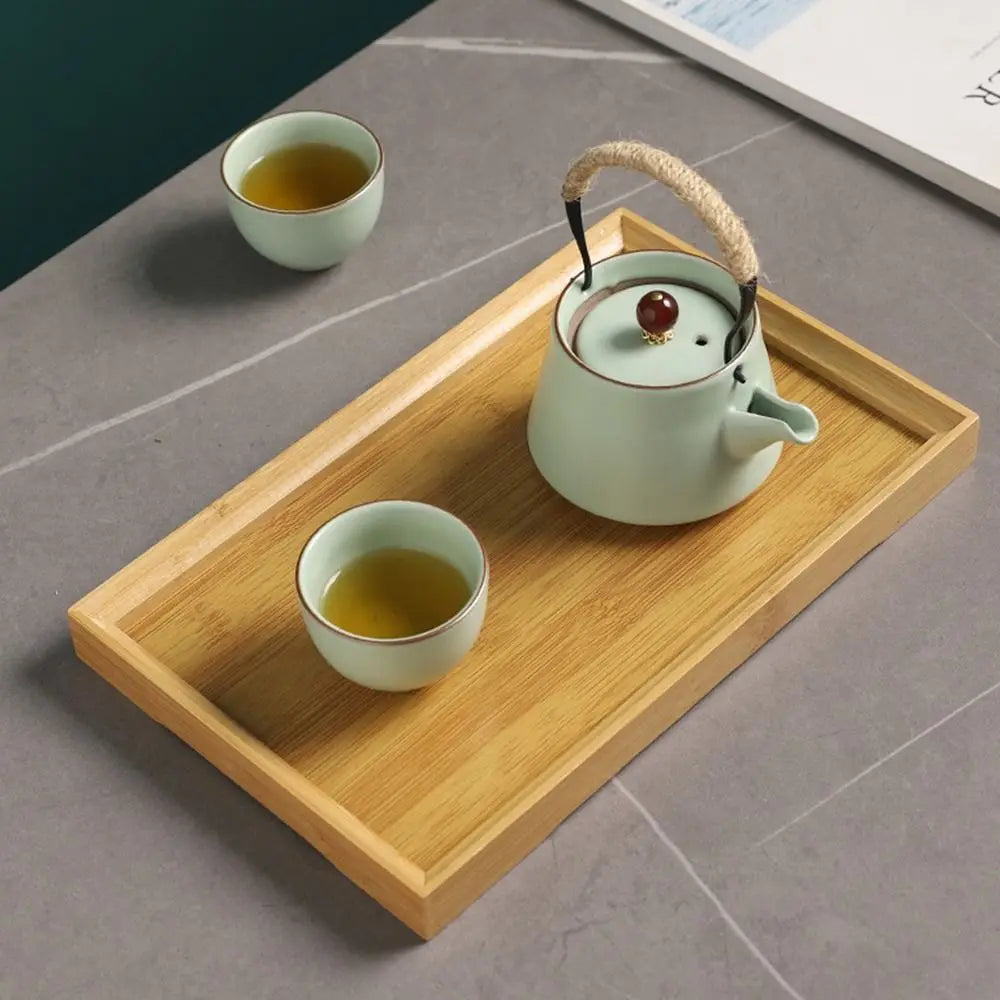 Decorate Tray Natural Bamboo Bamboo Wooden Tray Rectangular Retro Style Food Storage Trays Dessert Pallet Home Quake