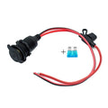 12AWG 12‑24V Panel Mount Cigarette Lighter Female Socket, Bare Wire End Power Receptacle for Motorcycle Yacht Vehicle DIY Wiring Quake With fuse 12AWG 5M
