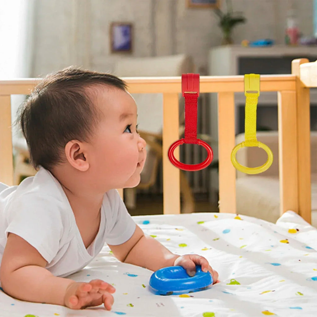 vvocci 4pcs Baby Crib Pull Rings for Walking Training Baby Cot Rings Walking Assistant Rings Stand up Ring Protection Ergonomic Quake