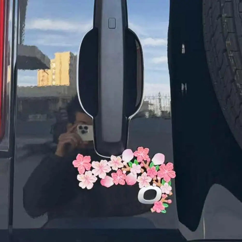 Moisture Proof Car Decal Peach Blossom Car Sticker Resin Flower Decal for Auto Motorcycle Heat Resistant Waterproof for Bumper Quake