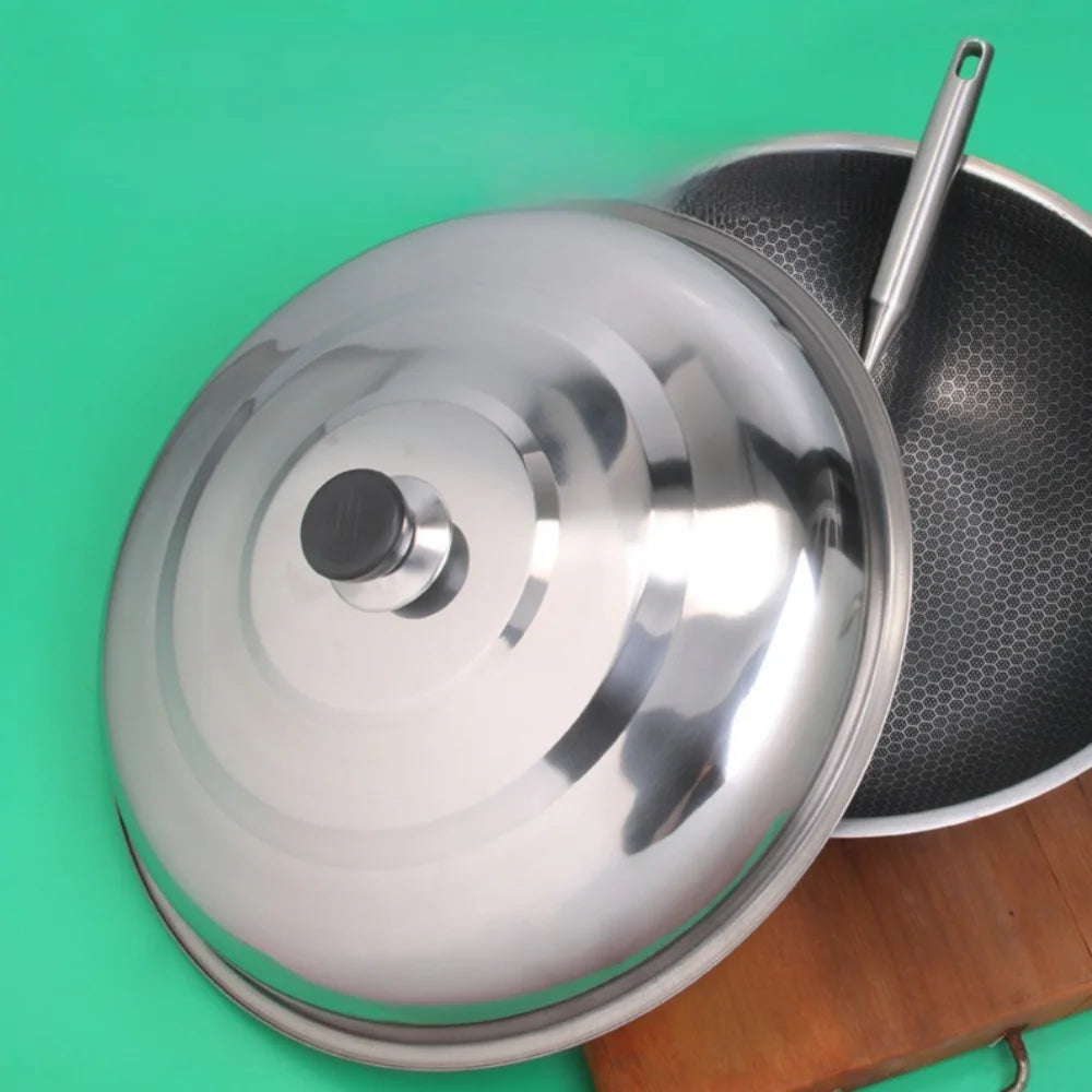 28/32/36/40cm Stainless Steel Pot Cover Universal Cookware Parts Cooking Pot Wok Lid with Knob Frying Pan Cover Quake