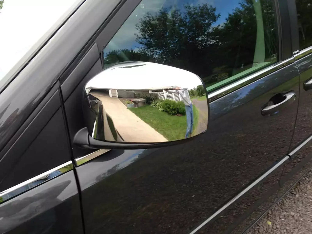 Chrome Side Door Mirror Cover Overlay Trim For Dodge Grand Caravan Chrysler Town & Country 2008-2020 Stick On Pair Quake