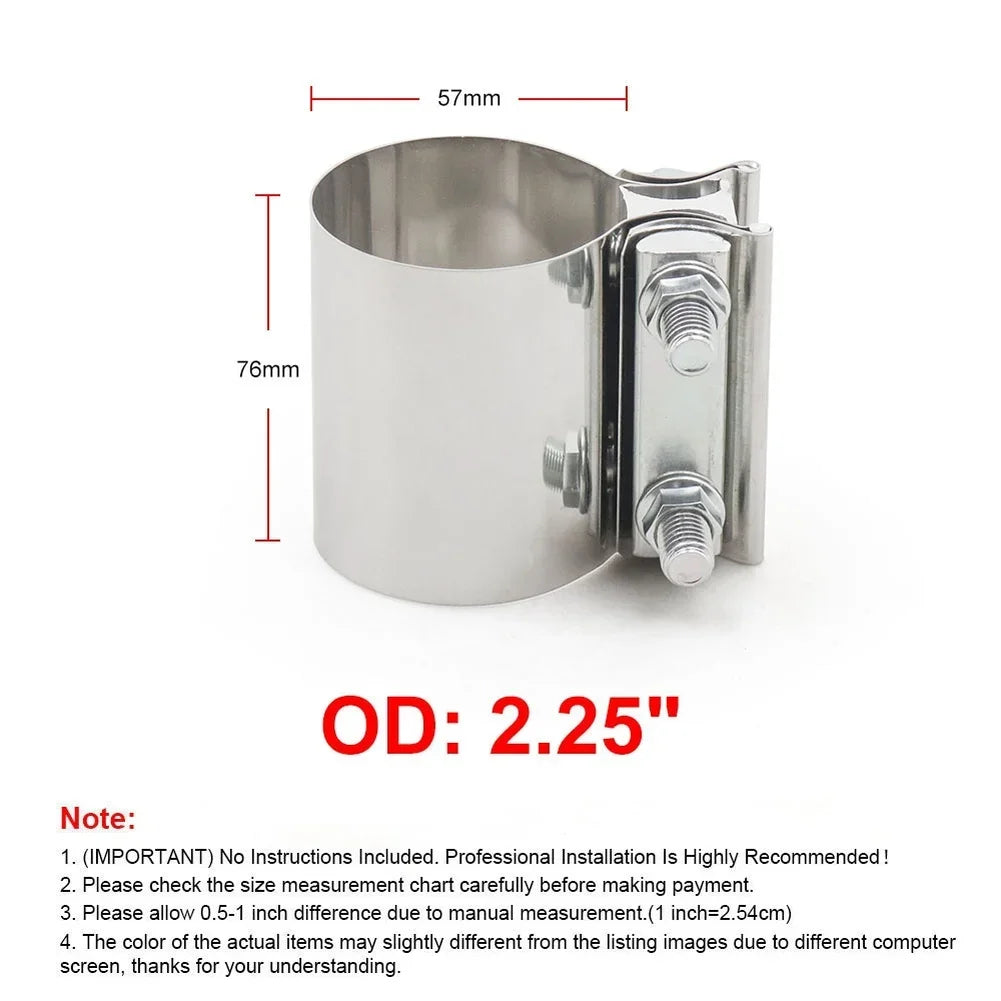 Stainless Steel Exhaust Clamp 2 2.25 2.5 3 4 Inch Muffler Tail Pipe Coupler Band For Car Truck SUV Auto Repair Tool Quake