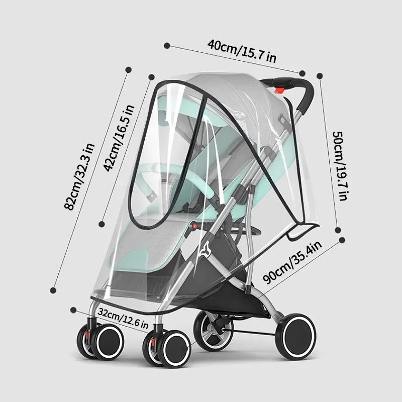 vvocci Universal Stroller Rain Cover Baby Car Weather Wind SunShield Transparent Breathable TrolleyUmbrella Raincoat Accessories Quake