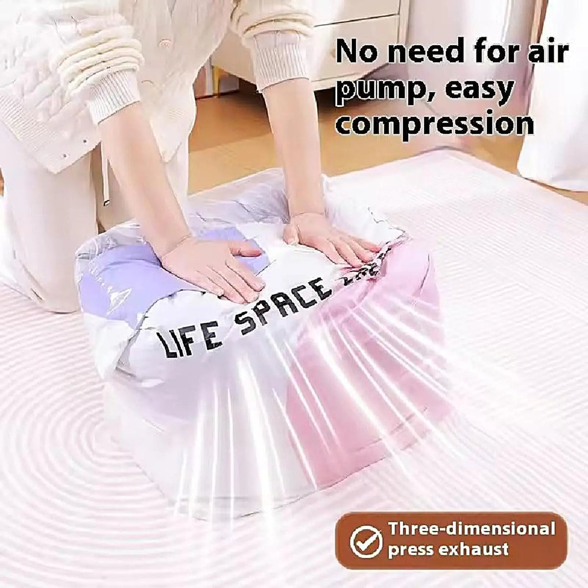 2 Pieces Travel Vacuum Bags No-Pump Suitcase Compression Packaging Luggage Vacuum Bags for Bedding Clothes Blanket Pillow Quake