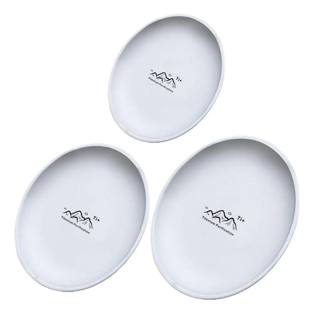 Titanium Camping Plate Multi-Purpose Creative Camping Plate For Barbecue Home Titanium Dinnerware Round Frosted Picnic Gear Quake 004