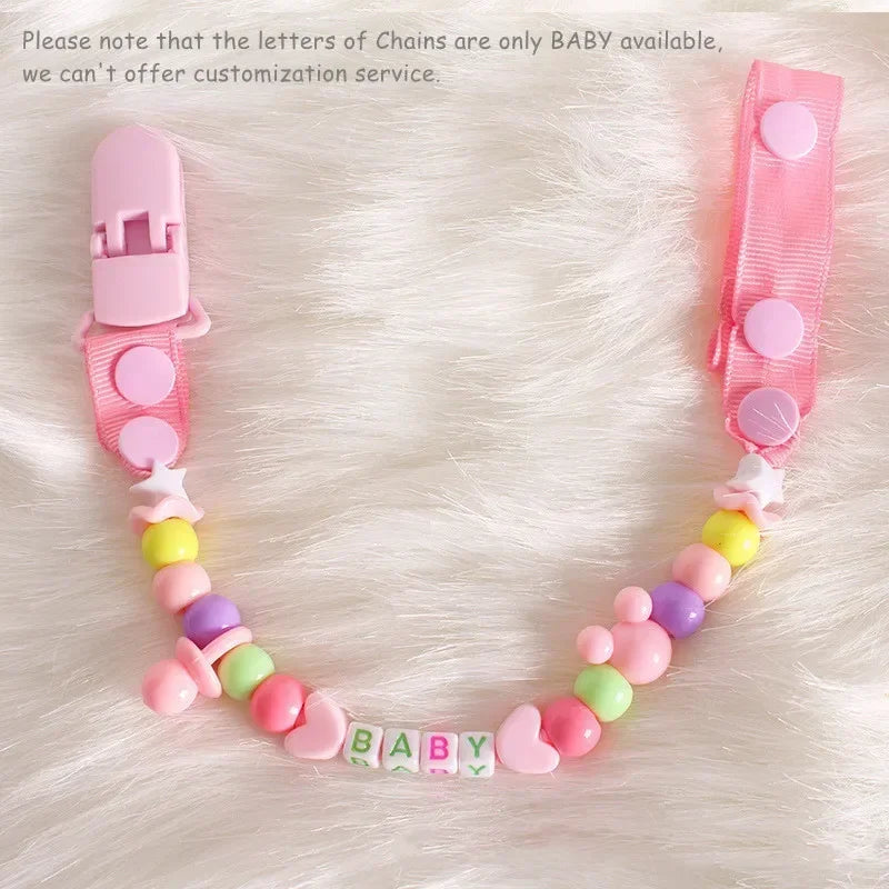 Baby Dummy Anti-lost Pacifier Baby Leash Newborns Beads Soother Nippler Chain Newborn Pacifiers Clips for Teether Nipples Care Quake
