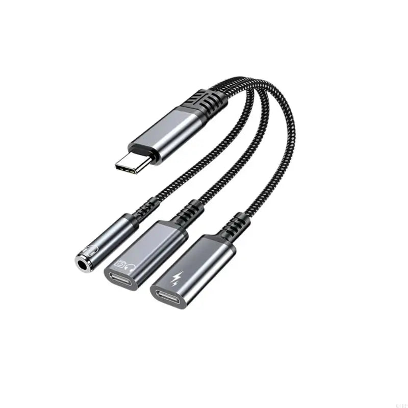 MultiFunction USB C to 3.5mm Headphone &Charging Adapter Cable Supports 3.5mm Headphone OTG Data Transfer PD60W Charging K1KF Quake for Grey CN