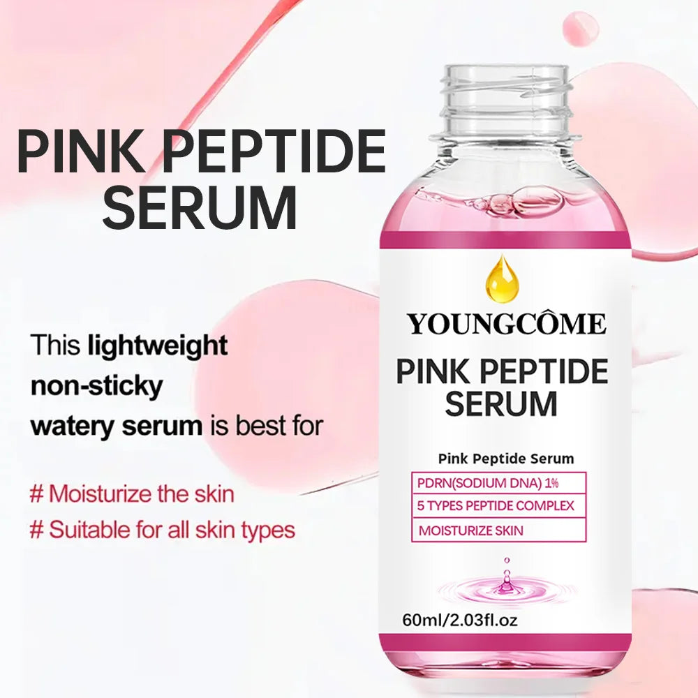 Pink Peptide Glow Facial Serum Dark Spot Care Even Skin Tone Enhance Elasticity Smoothing Firming Skincare Quake