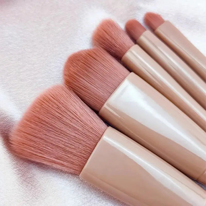 Portable Mini Makeup Brush Set With Mirror Foldable Travel Cosmetic Brushes Soft Synthetic Hair For Face Eyes Make Up Tool Quake