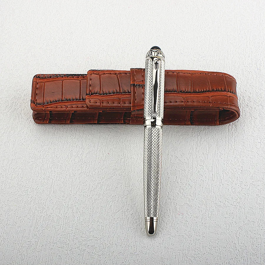 Luxury Big Barrel Rollerball Pen with Silver Clip Smooth Writing for Business Gift (Blue Ink) PK Jinhao 159 Quake 148-4