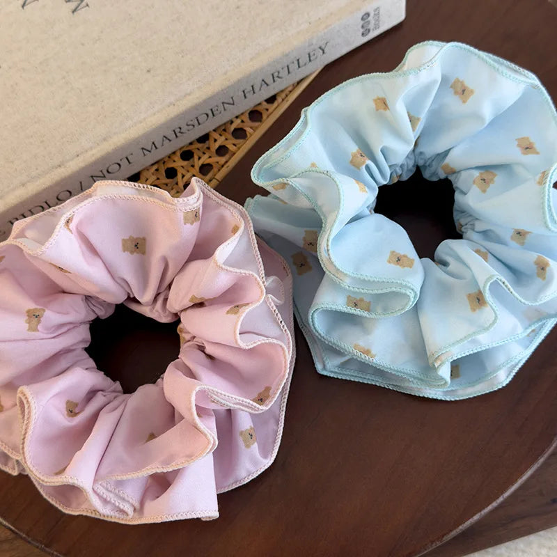 Cute Cartoon Bear Scrunchies Elastic Hair Bands Girls Sweet Hair Rope Ties Women Ponytail Holder Rubber Bands Hair Accessories Quake