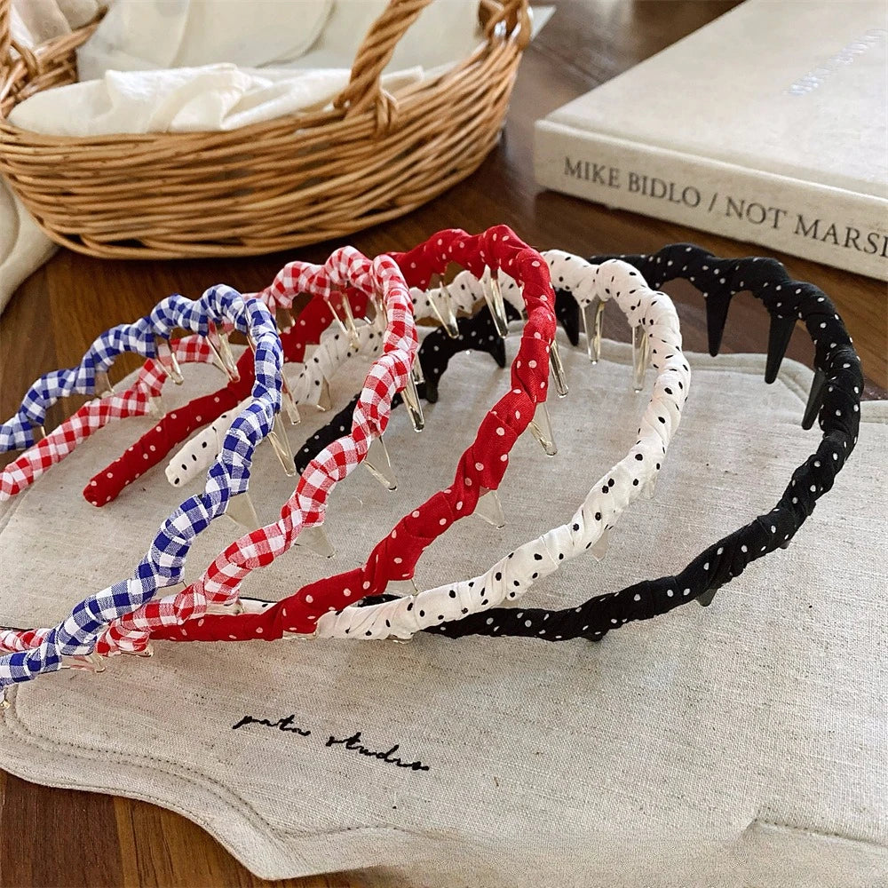 Retro Polka Dot Wave Headband Simple Korean Versatile Anti-slip Headband Sweet Elegant Women Hair Accessories Makeup Beauty Tool Quake