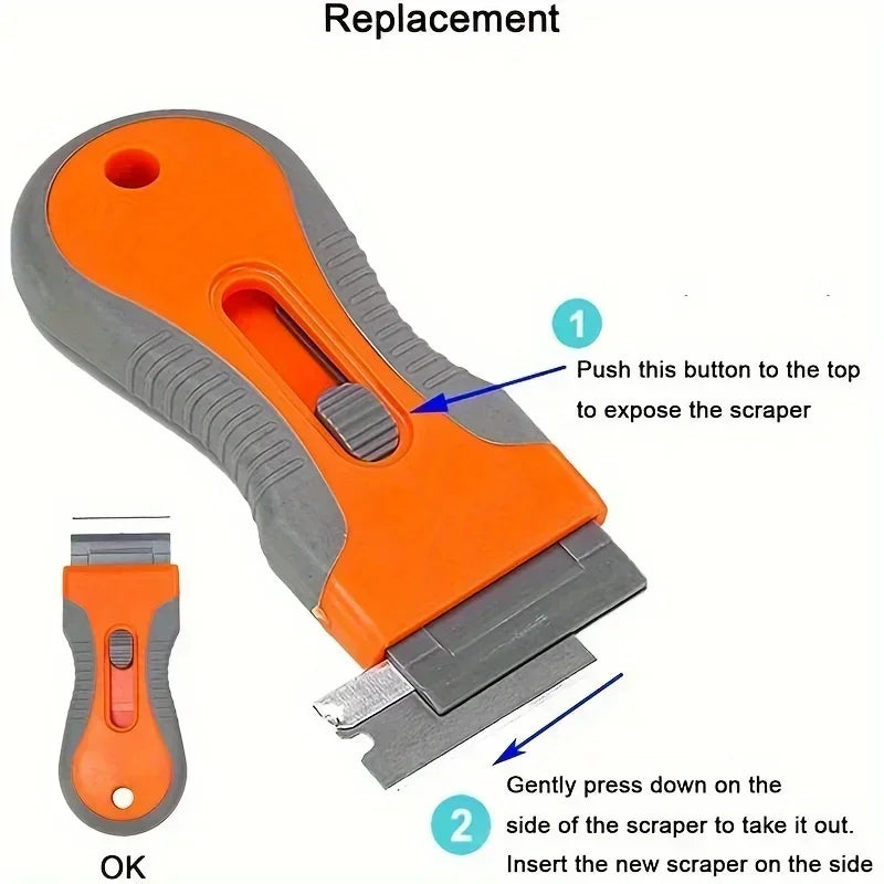 vvocci 1 Set blade With 10 Blades Stickers,Telescopic Adjustment Knife,Cleaning Scraper Tool For Removing Labels Glue removal Quake