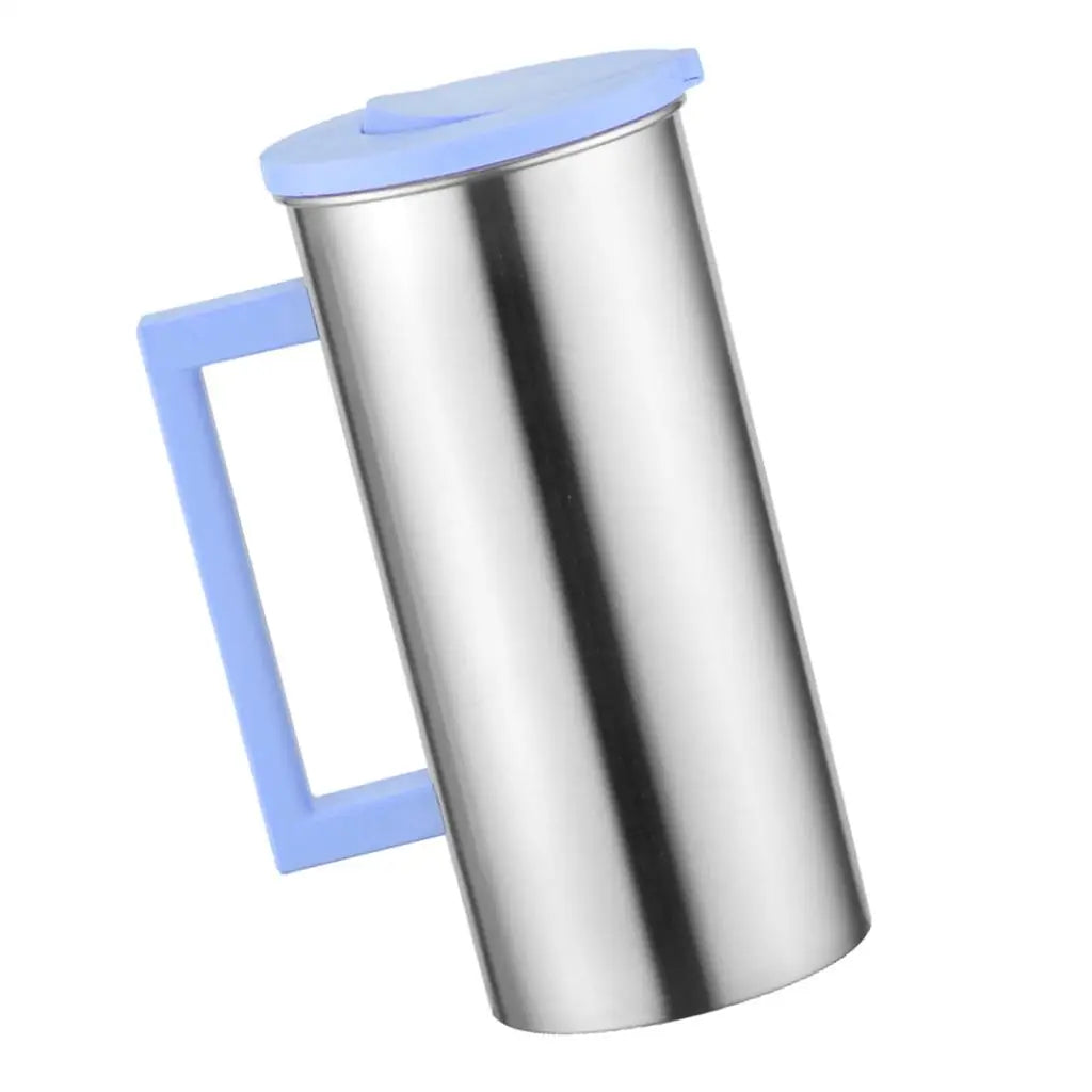 Stainless Steel Drinks Pitcher 1.8L Pink Iced Tea Jug Durable Easy Pour Handle for Restaurant Cafe Home Serving Quake Blue
