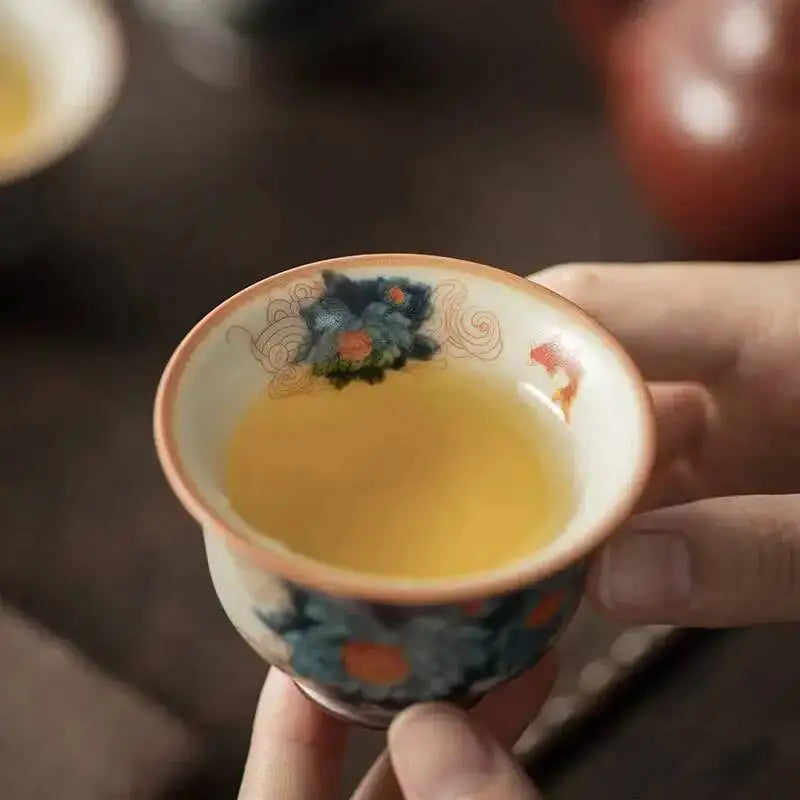 Antique Ru Kiln Teacup Ceramic Reverse Mouth Cup Household Tea Cup Master Cup Quake