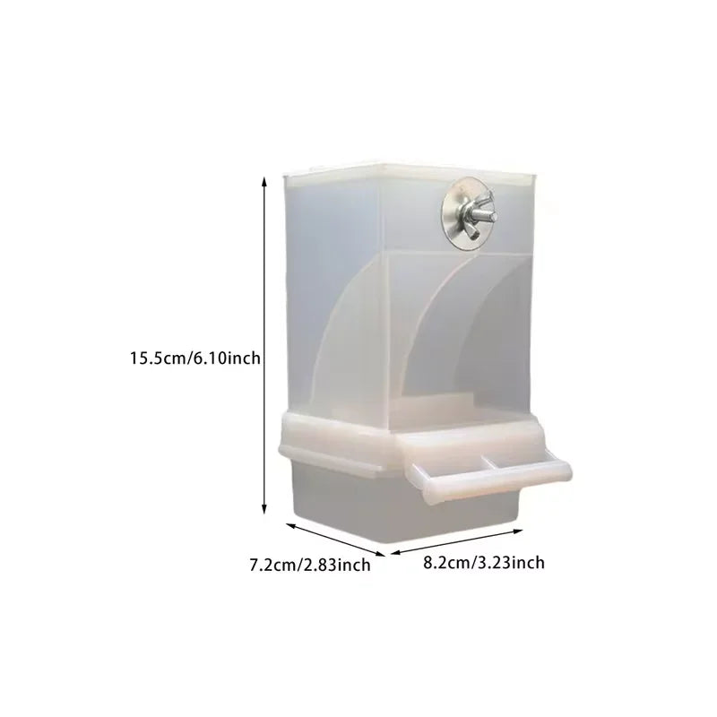 Automatic Parrot Bird Feeder Spill Proof Splash Proof Clear Acrylic Design Auto Dispense Birdseed Essential Bird Cage Accessory Quake White G3309B