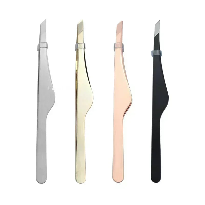 Gold Silver Black Stainless Steel Hair Removal Tweezers Eyebrow Tweezers Slant Tip Makeup Tools Point Tip Flat Tip Rose Cosmetic Quake