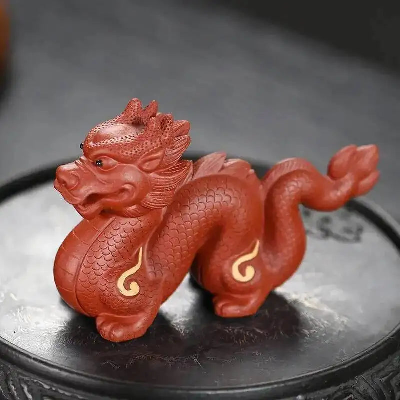 Zisha Tea Pet Dragon Zodiac Figurine Handmade Cultivable Sculpture Tea Play Tea Ceremony Accessories Чаепитие Quake Cinnabar