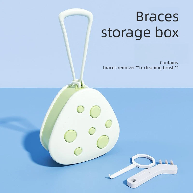 Sealed Braces Box with Mirror Invisible Orthodontic Aligner Case Portable Retainer Storage Container Travel Denture Box Quake green